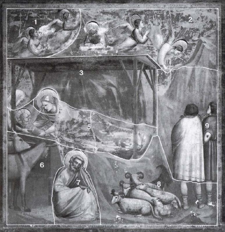 The birth, with the giornate indicated, GIOTTO di Bondone